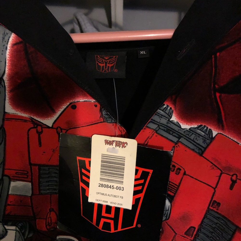 Optimus Prime button up casual shirt. Hot Topic. rare.